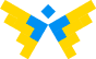 Blue and yellow butterfly logo mark with The Blessed Ray text